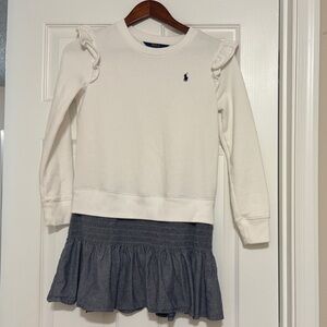 Polo by Ralph Lauren White and Gray Kids Casual Dress
